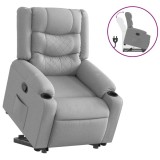 Cumpara ieftin Fotoliu rabatabil cu ridicare, gri deschis, material textil
