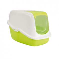 Litiera Happy Lemon acoperita, cu filtru de carbon, 50 x 39 x 38.5 cm, Plastic, Verde/Alb