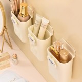 Cumpara ieftin Set 3 suporturi autoadezive pentru depozitare accesorii mici, montare oriunde in casa, dimensiuni 11.5 x 9 x 8 cm, bej