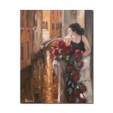 Tablou pictat manual living, dormitor - Siesta venetiana - 90x70cm pictura ulei pe panza, Magistral