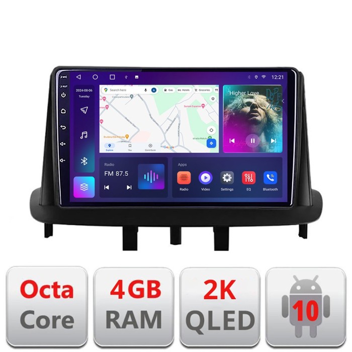 Navigatie Renault Megane 3 Fluence C-145 Android Octa Core Ecran 2K QLED GPS 4G 4+32GB 360 KIT-145+EDT-E409-2K CarStore Technology