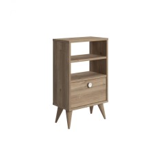Noptiera inalta Vega cu Raft, Stejar, 45 x 25 x 74 cm