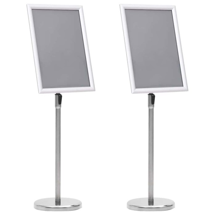 vidaXL Suporturi pentru postere Manual 2 pcs Argintiu 45 x 33 x 88 cm