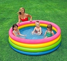 Piscina gonflabila copii, curcubeu, 150x40cm , vinyl, Family pool foto