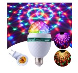 Bec Rotativ Multicolor, cu Efect Disco, E27, adaptor pentru priza, 85-260 V, LED, 3W