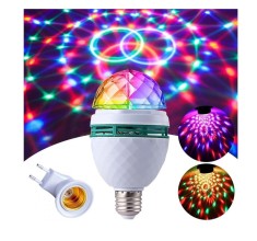 Bec Rotativ Multicolor, cu Efect Disco, E27, adaptor pentru priza, 85-260 V, LED, 3W