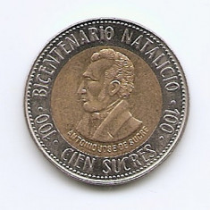 Ecuador 100 Sucres 1995 - (Antonio José de Sucre) Bimetqalic, 19.45 mm KM-96