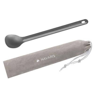 Lingura din titan cu maner lung pentru camping Navaris, 21.5 cm, 52986.03 foto