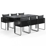Cumpara ieftin Set de servit masa pentru gradina, 7 piese, negru