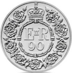 SV * Marea Britanie UK * 20 POUNDS 2016 ARGINT .999 * A 90 -a Aniversare * UNC+