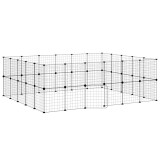Cumpara ieftin Cusca animale de companie cu usa 44 panouri negru 210x175x70 cm otel
