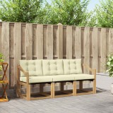 vidaXL Set Canapele Exterior Lemn Acacia 3 Piese Alb Crem Durabil Confortabil Mobila Gradina