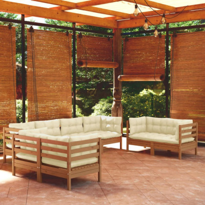 vidaXL Set mobilier de grădină cu perne, 8 piese, lemn masiv de pin foto