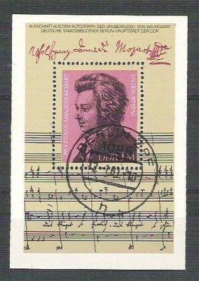 Germany DDR 1981 Wolfgang Amadeus Mozart, perf. sheet, used H.052 foto