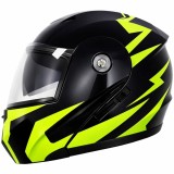 Cumpara ieftin Casca Flip-up TECH L (negru+verde)