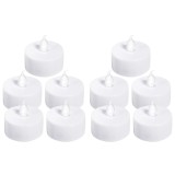 Cumpara ieftin Set 10 lumanari decorative LED albe 3.7 x 3.8 cm, lumina galbena, flacara din plastic transparent, baterii AG4 incluse, pentru petreceri si decor inte