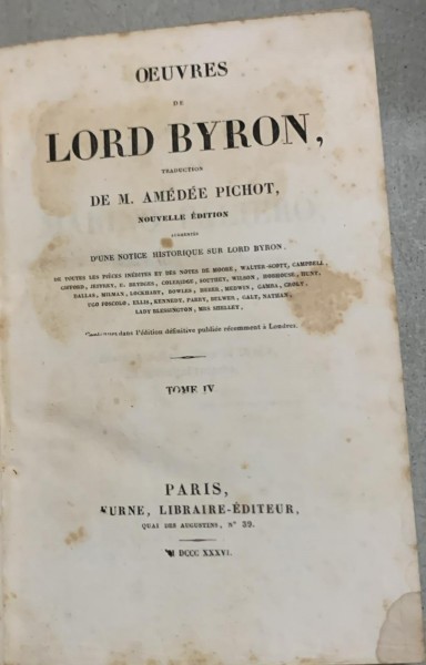 Oeuvres de Lord Byron, traduction de M. Amedee Pichot - vol. IV