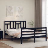VidaXL Cadru de pat cu tăblie, negru, 120x200 cm, lemn masiv