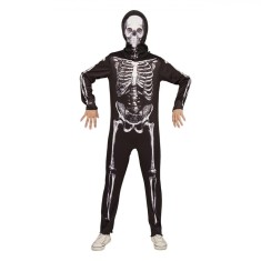 Costum Halloween Copii, model Schelet, Alb/Negru, marime unica