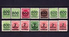 ✅ (S43) Germania Reich 1923 &amp;quot; Supratipar inflatie pe uzuale &amp;quot; serie 14 valori Michel 301/312+B , MH , o marca negumata foto