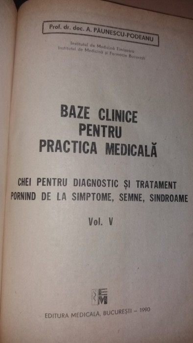 BAZE CLINICE PENTRU PRACTICA MEDICALA VOL V