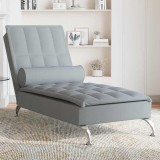 VidaXL Șezlong de masaj cu sprijin, gri deschis, material textil