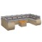 Set canapele de gradina cu perne, 11 piese, bej, poliratan
