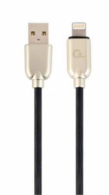 CABLU alimentare si date GEMBIRD, pt. smartphone, USB 2.0 (T) la Lightning (T), 2m, premium, cablu din cauciuc, negru, conectori argintii, &amp;quot;CC-USB2R-A foto