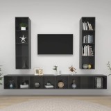 VidaXL Dulapuri TV montaj pe perete, 4 buc., gri extralucios, PAL