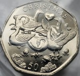 50 pence 2025 Isle of Man/ Insula Man, 12 Days of Christmas - Six geese a-laying, km#1893, unc-Aunc