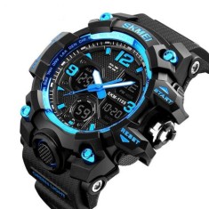 Ceas barbatesc, Skmei, Shock resistant, Cronograf, Army, Militar, Sport, Digital, Rezistent la apa si socuri, Albastru foto