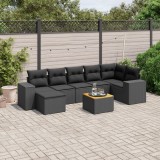 Cumpara ieftin Gossi set mobilier de gradina cu perne, 8 piese, negru, poliratan