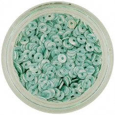 Decoraţiune pentru unghii - paiete în formă de disc, verde mentă cu dungi verzi