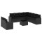 Set canapele de gradina cu perne, 10 piese, negru, poliratan