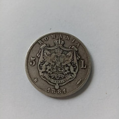 ROMANIA - 5 Lei 1881 Argint. Piesa frumoasa de colectie .