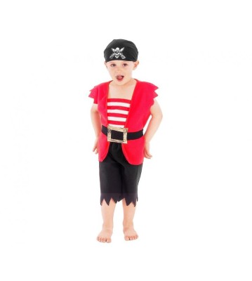 Costum carnaval Pirat pentru copii, cu pantaloni, camasa, curea si esarfa, 3 - 4 ani (92-104 cm) foto