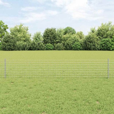 vidaXL &amp;Icirc;ngrădire cu st&amp;acirc;lpi Argintiu 0.4 x 10 m Oțel foto