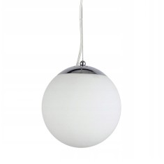 Lustra pendul glob alb sticla Pelayo stil minimalist, diverse dimensiuni, detalii metal crom, AZ 2516 - Azzardo 30x30 cm Alb
