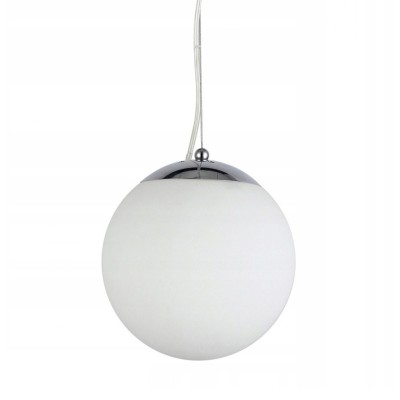 Lustra pendul glob alb sticla Pelayo stil minimalist, diverse dimensiuni, detalii metal crom, AZ 2516 - Azzardo 30x30 cm Alb foto