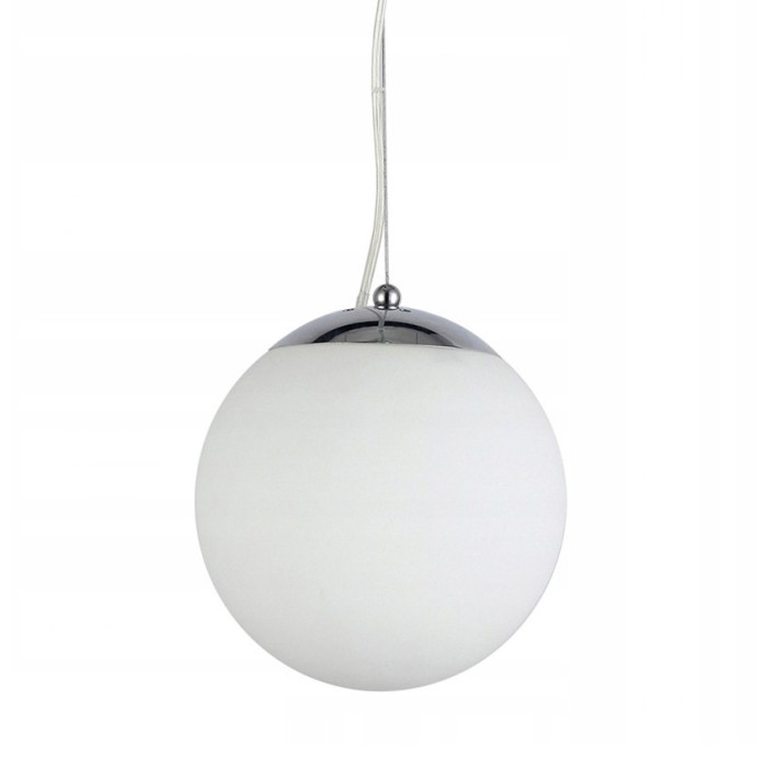 Lustra pendul glob alb sticla Pelayo stil minimalist, diverse dimensiuni, detalii metal crom, AZ 2516 - Azzardo 30x30 cm Alb