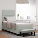 Pat Box Spring cu Saltea &amp; Banchet Gri deschis 100x200 cm Catifea
