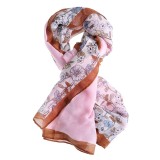 Esarfa roz cu flori multicolore