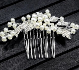 Accesoriu Par Mireasa Argintiu Pearl Leaf