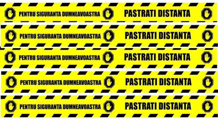 Stickere Podea - Preventie COVID - Pastrati Distanta - Set 5 BUC - 94x10 cm