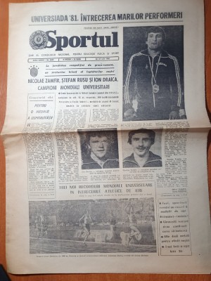 sportul 23 iulie 1981-nicolae zanfir,stefan rus,stefan draica campioni mondiali foto