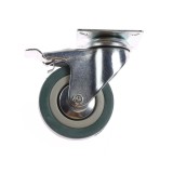 Roata pivotanta, din cauciuc siliconic, cu frana, cu placa, 75 mm, 60 kg