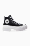 Converse tenisi Chuck Taylor All Star Lugged Heel femei, culoarea negru, A08258C