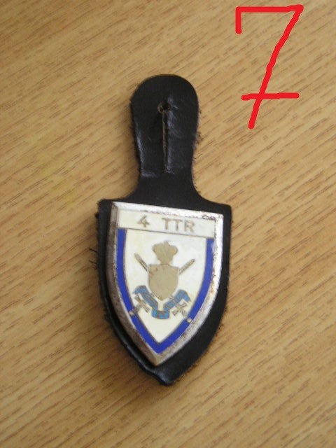 QW8 7 - Insigna - tematica militara - sabii, scut, coroana - suport piele