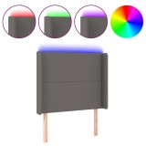 Cumpara ieftin Tablie de pat cu LED, gri , 83x16x118/128 cm, piele ecologica