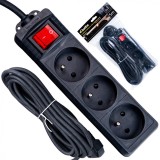Prelungitor electric cu 3 prize, 5 m, negru, Keltin K00245C-C